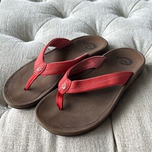 Olukai Ohana Flip Flops Sandals Comfort Thong peach orange women’s ‎ Size 6